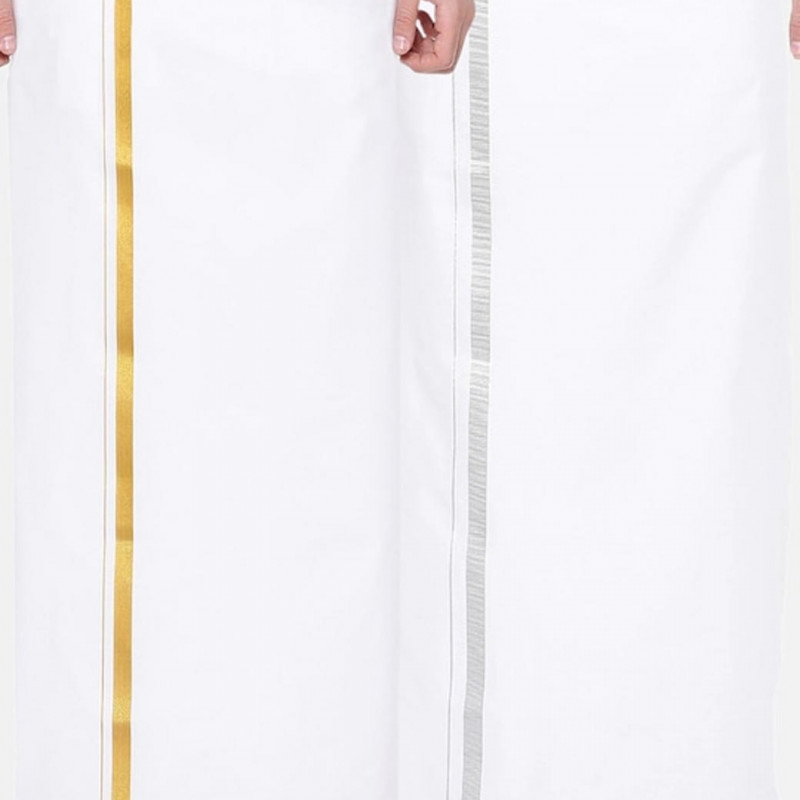Men Pack Of 2 Solid Pure Cotton Dhotis