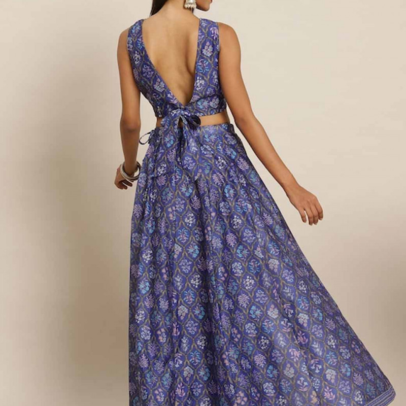 Blue Printed Ready to Wear Lehenga & Choli