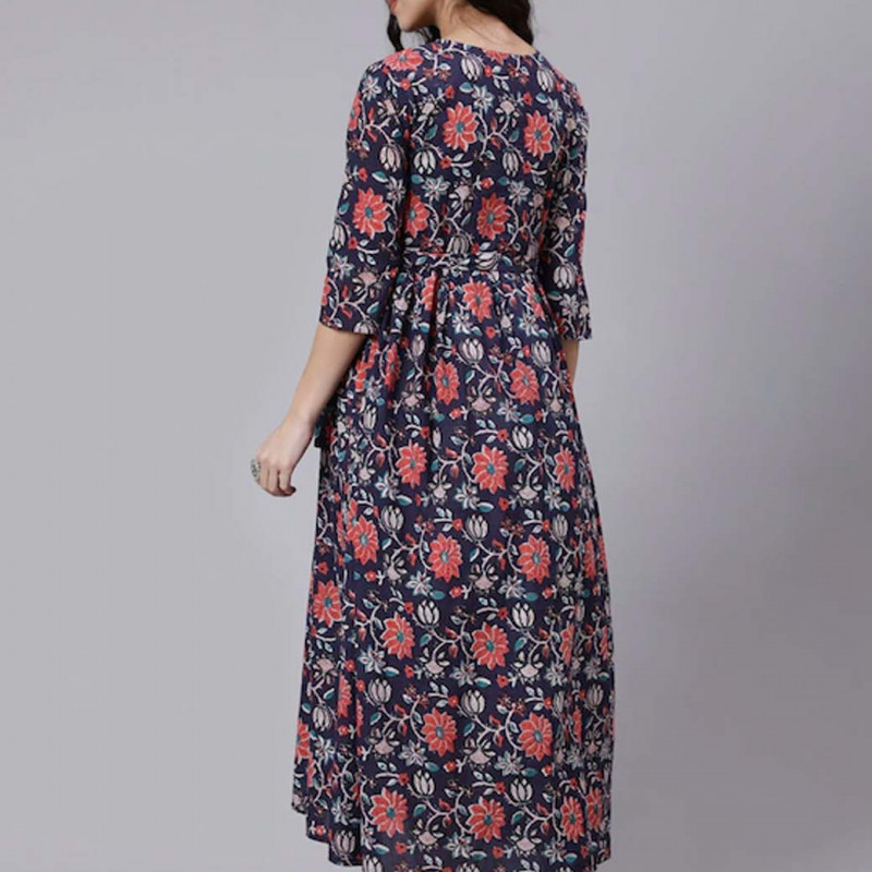 Blue Maternity Cotton Maxi Dress